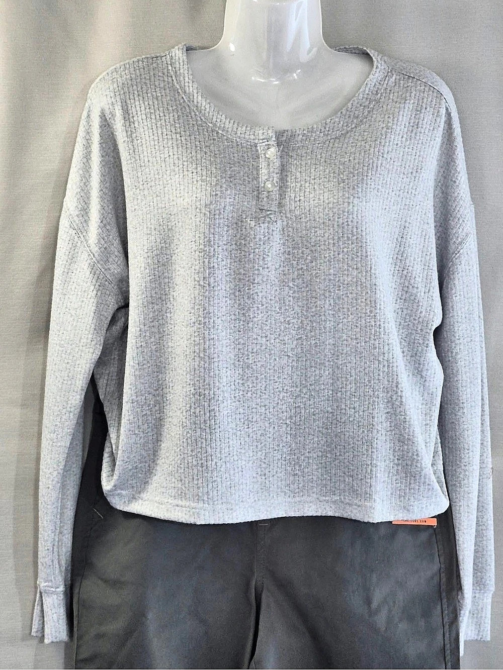 Crew Neck Thermal Gray Long Sleeve